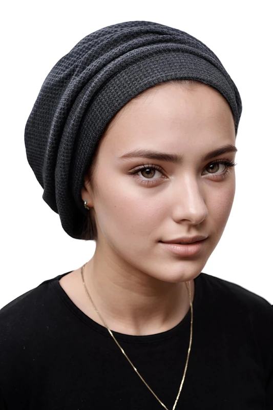 ERMANDINA Jewish Head Covering for Women Tichel Slouchy Beanie Beret Snood Headcovering, Gray, One Size
