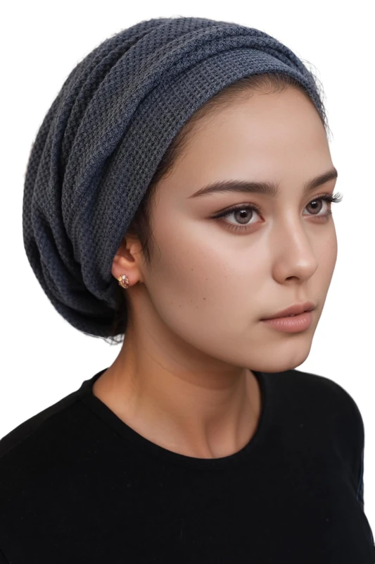 ERMANDINA Jewish Head Covering for Women Tichel Slouchy Beanie Beret Snood Headcovering, Sapphire, One Size