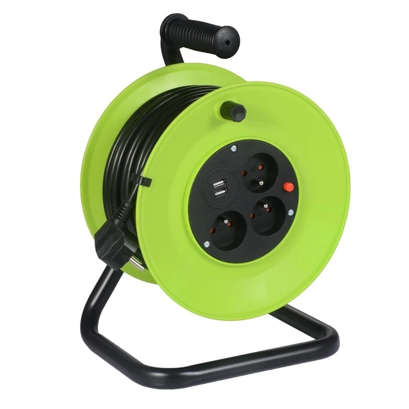 Garden Winder Germina Reel IP20 Cable 20 m Thick Winding Crank + 3 Sockets + …