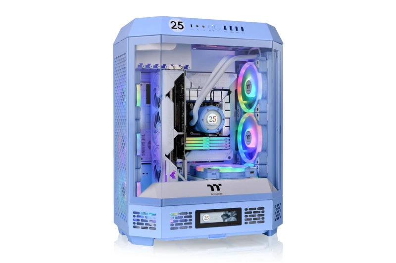Thermaltake The Tower 600 Hydrangea Blue Mid-Tower ATX Case; 3 Tempered Glass Panels; Hidden-Connector Motherboard Support; Rotational PCI-e Slots; CA-1Z1-00MFWN-00; 3 Year Warranty