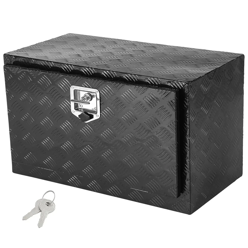 VEVOR Underbody Truck Box, 30" x 17" x 18" Pickup Storage Box, Heavy Duty Aluminum Diamond Plate Tool Box with Lock and Keys, Waterproof Trailer Storage Box with T-Handle Latch for Truck, Van, Trailer
