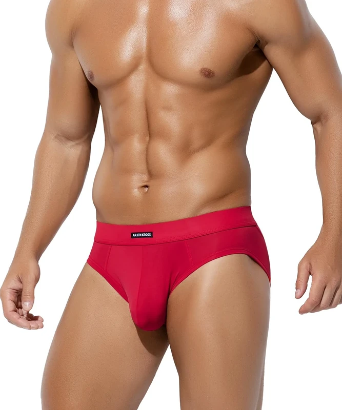 Casey Kevin Men's Low Rise Mesh Briefs - 3D Pouch, Breathable, Red XXL