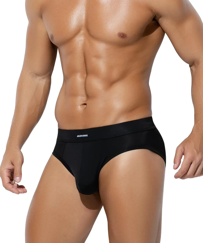 Casey Kevin Men's Underwear Briefs Soft Stretch Pants Breathable Low Rise 3D Pouch Underwear Sexy Back Mesh See Through Underpants Black S