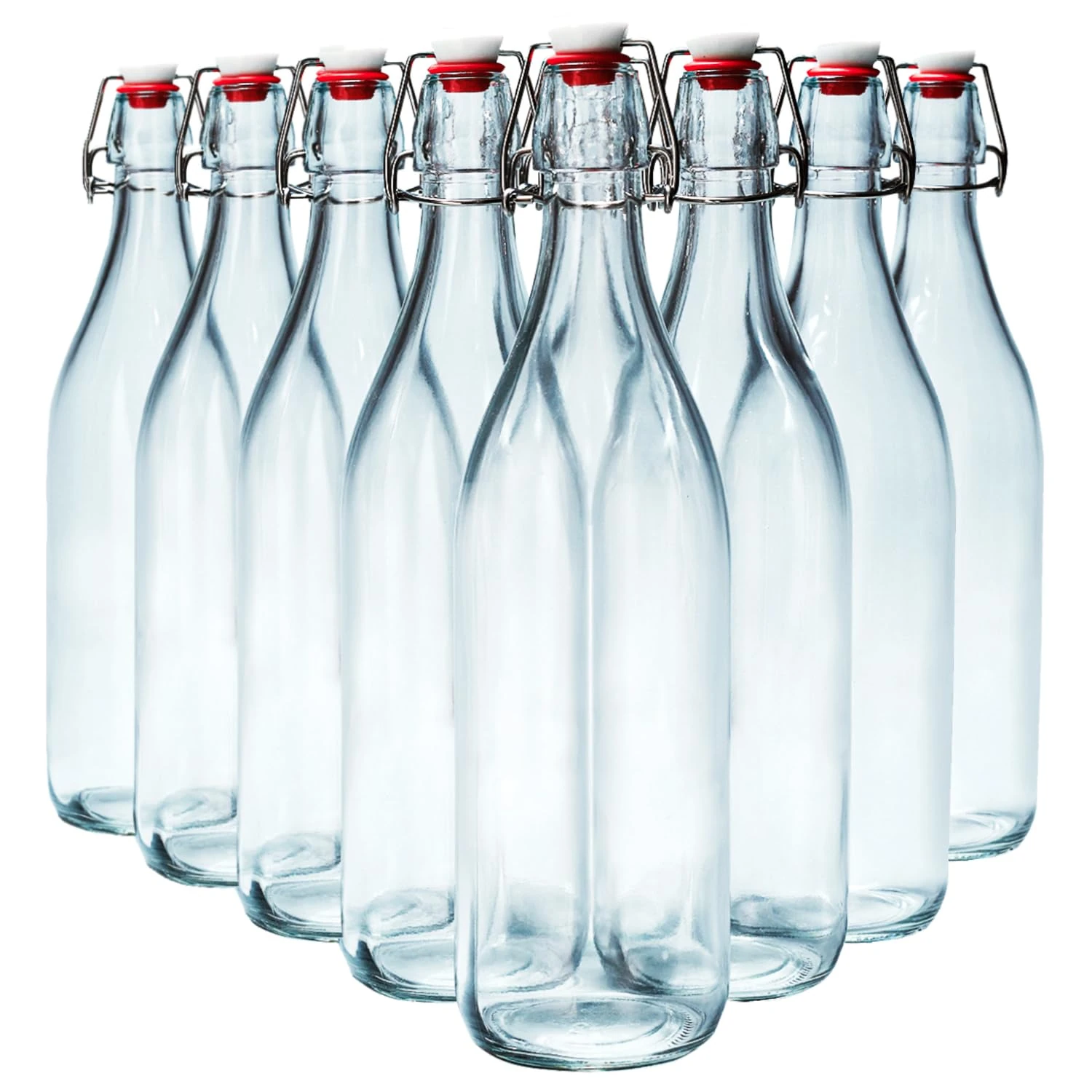 Danmu Art 8PCS 1L Glass Bottles with Swing Top Brewing Bottles Airtight Preserve Bottle for Home Brewing Oil Vinegar Beer Wine Cider Soda 1000ML/35oz