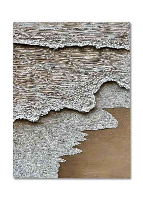 Diathou Art Hand Painted 3D Modern Abstract Art Oil Painting White Ocean Wave Landscape Painting 40x28 Inch Home Office Corridor Wall Decoration Art
