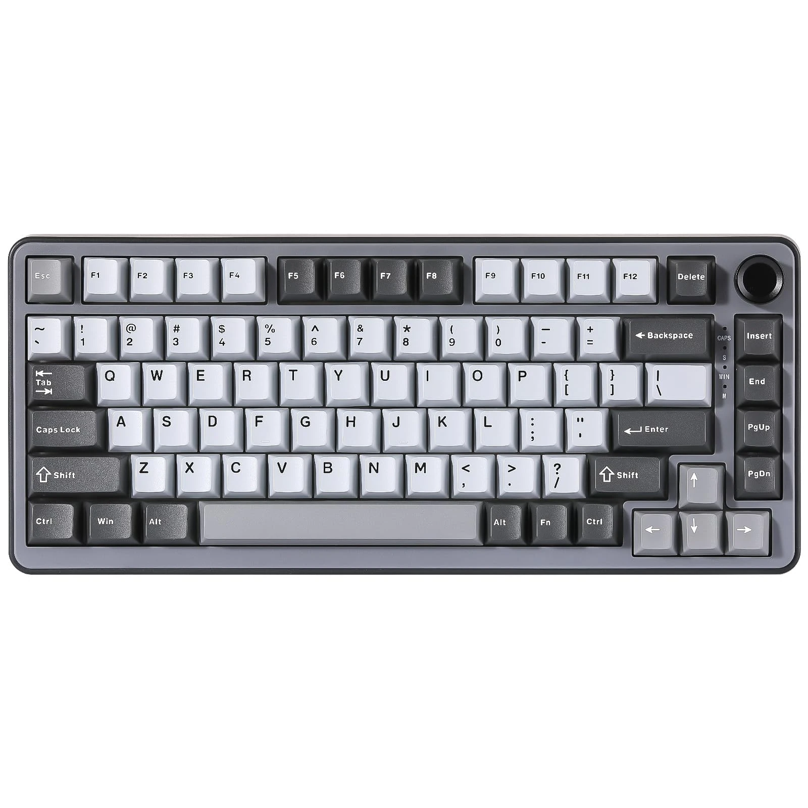 YUNZII B75 Mechanical Keyboard, 75% Hot Swappable Keyboard with Knob, RGB Backlit Gasket Gaming Keyboard with Double-Shot PBT Keycaps, Cherry Profile, for WIN/MAC (dark grey, milk v2)