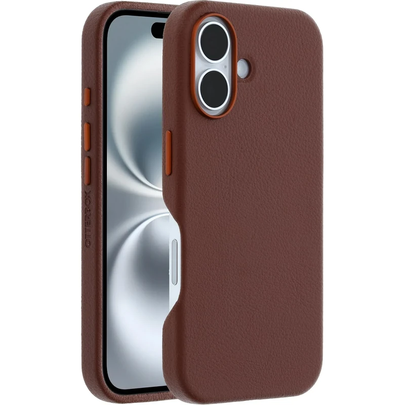 OtterBox Symmetry Series Cactus Leather MagSafe Case for iPhone 16, Shockproof, Drop proof, Protective Thin Case, 3x Tested to Military Standard, Brown