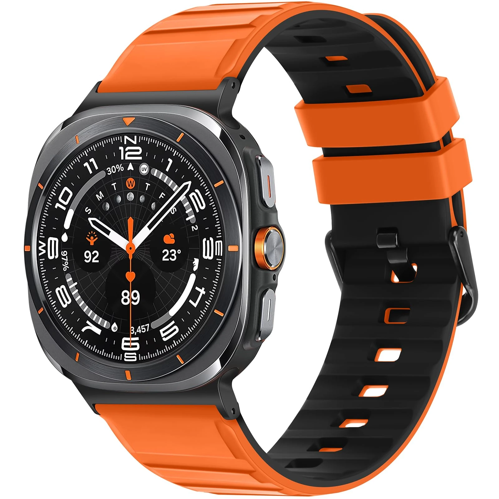 Tasikar No Gap Bands Compatible with Samsung Galaxy Watch Ultra 47mm(2025/2024) Soft Silicone Sport Strap for Galaxy Watch Ultra 47mm(2025/2024) Women Men, Or-Bk