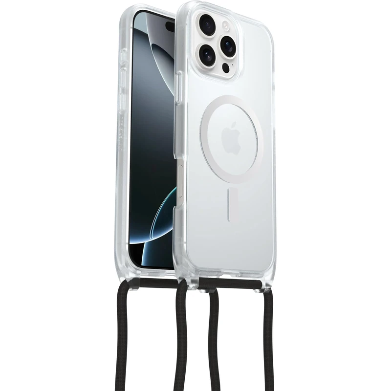 OtterBox React Series Necklace MagSafe Case for iPhone 16 Pro Max, Ultra-Slim, Protective Case with Adjustable and Detachable Necklace Strap, Tested to Military Standard, Clear