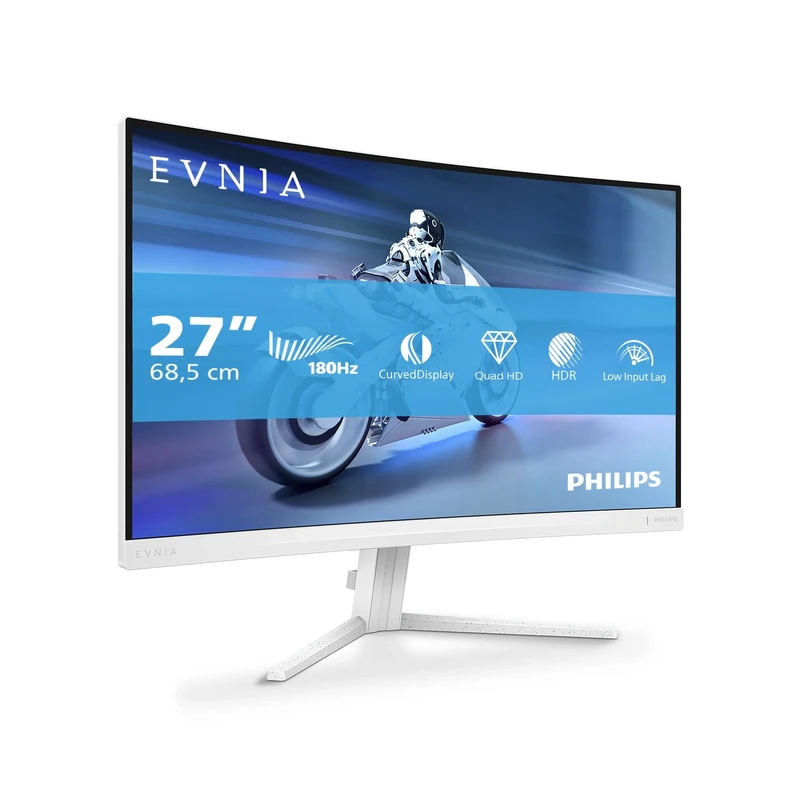 Philips Evnia 27M2C5501-27 inch QHD curved gaming monitor, 180 Hz, 1 ms GtG, FreeSync Premium (2560x1440, 2x HDMI 2.0, 1x DisplayPort1.4) white