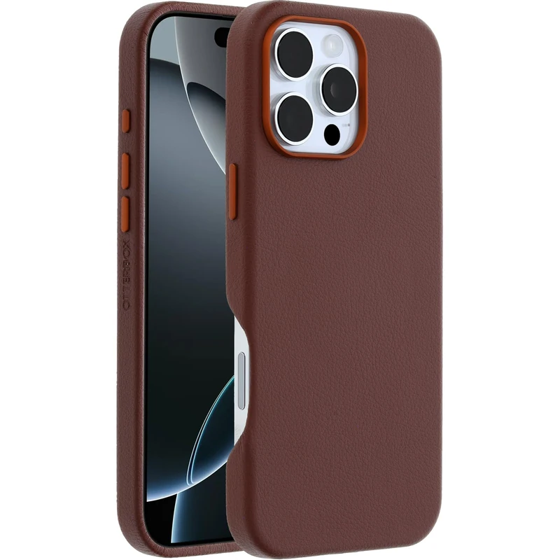 OtterBox Symmetry Series Cactus Leather MagSafe Case for iPhone 16 Pro Max, Shockproof, Drop proof, Protective Thin Case, 3x Tested to Military Standard, Brown