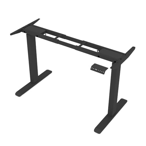 EJEMHOMU Electric Standing Desk，46x26 inch Standing Desk Adjustable Height, Sit Stand Desk with Whole-Piece Desktop, Stand Up Desk for Home Office(Black Frame + Rustic Brown Desktop)