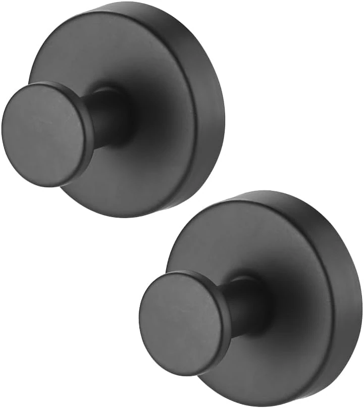 Suction Cup Hooks for Christmas Wreath - No Drill Suction Cup Hooks for Shower Hanging Towels - Stainless Steel Wreath Hanger Holder for Glass Window Door Bathroom Mirrors (Black, 2 PCS)