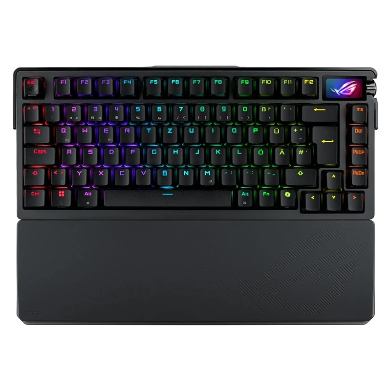 ASUS ROG Azoth Extreme 75% Gaming Keyboard (QWERTZ Layout, Mechanical ROG NX Switches, OLED Touch Screen, Triple Control Button, Wireless via Bluetooth, 2.4GHz RF Wireless, USB, MacOS Compatible)