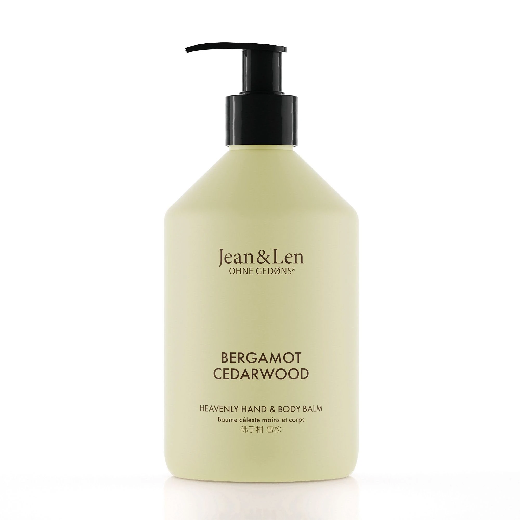 Jean & Len Heavenly Hand & Body Balm Bergamot & Cedarwood, for a fragrant care experience, with organic argan oil and shea butter, minimalistic bottle, without parabens & silicones, 500 ml