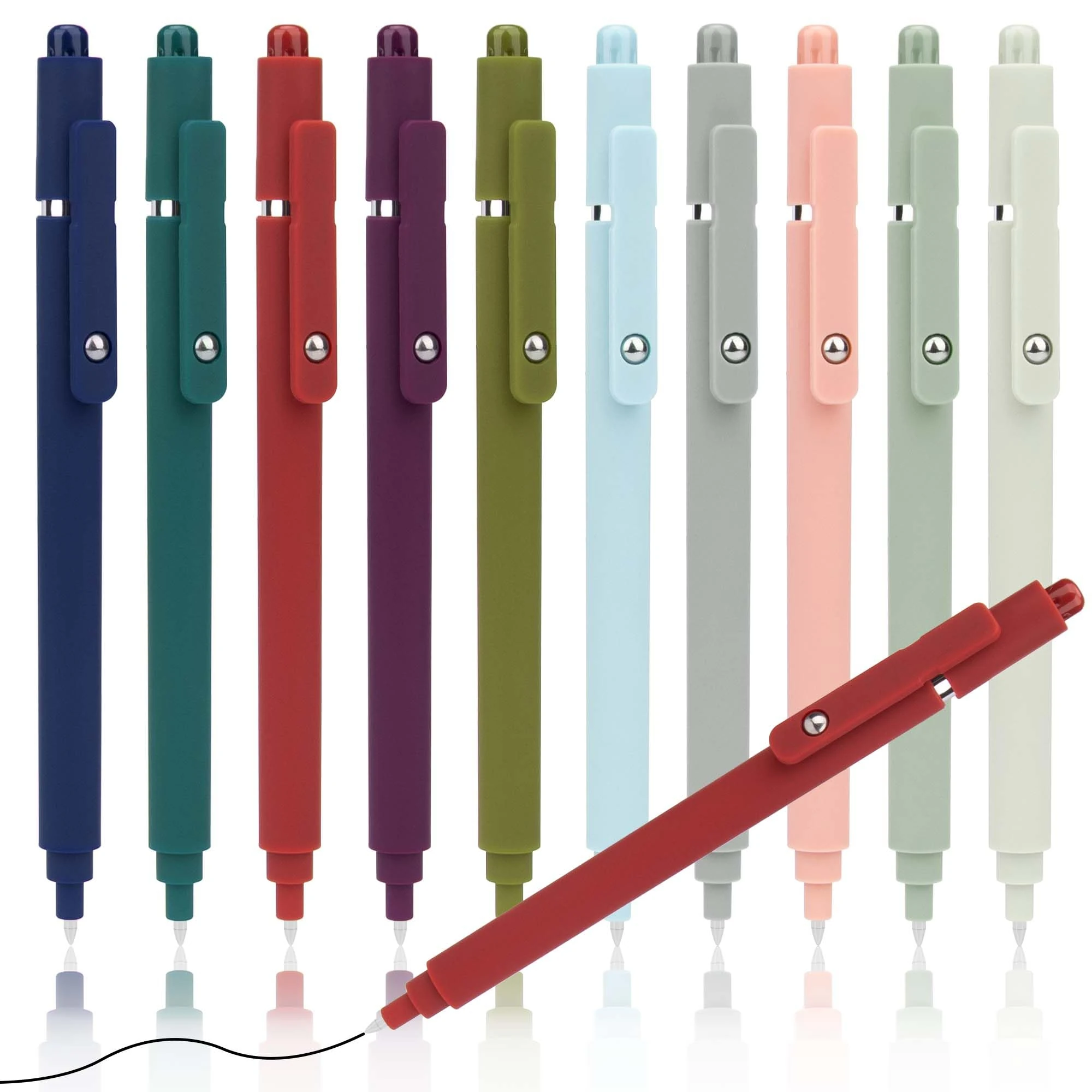 YUNAI Retractable Gel Pens, 10PCS 0.5mm Black Ink Ballpoint Pens with Silicone Clip, Premium Smooth Writing Quick Dry Ink Fine Point Rollerball Pens for School Office Home Stationery Supplies