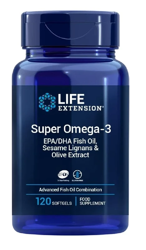 Life Extension - Super Omega-3 EPA/DHA with Sesame Lignans & Olive Extract | Support for Heart Health and Cognitive Function - 120 Softgels