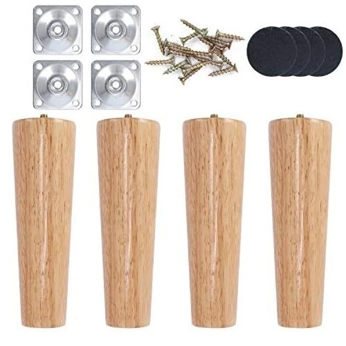 Luabue 4 Pack Sofa Legs 20cm Wooden Furniture Leg 8 inch Wood Couch Leg Ottoman Chair Legs Sofa Feet Replacement with Floor Protection Pads & Screws for Dresser Table Cabinet TV Stand