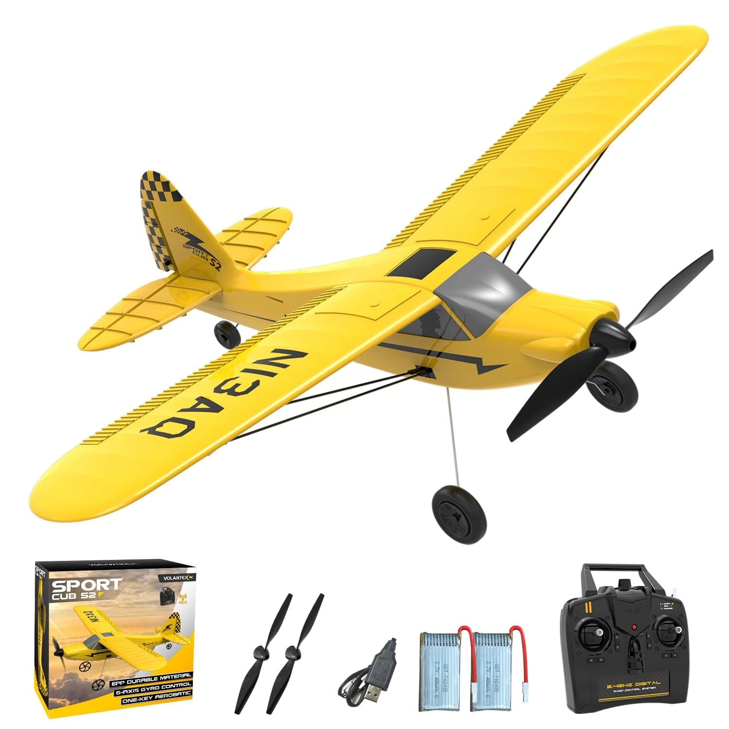 VOLANTEXRC RC Plane for Beginners, Sport Cub S2 Remote Control Airplane, 3CH Radio Controlled Plane for Adults with Xpilot Stabilization System RC Aeroplane Toy (761-14)