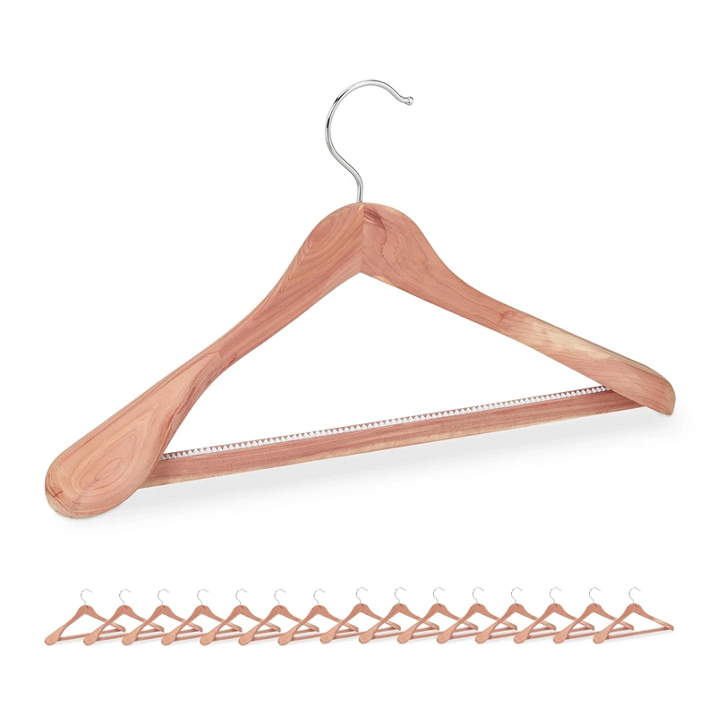 Relaxdays Set of 16 Cedarwood Suit Hangers, Natural, 24 x 45.5 x 5.5 cm