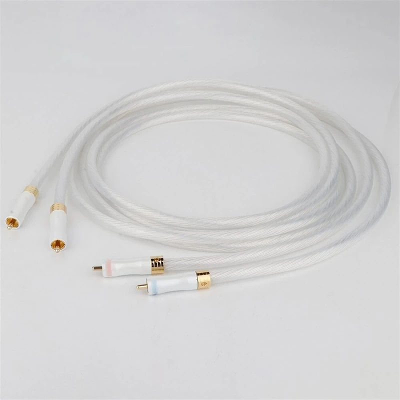 DREEK 1pair 5N Silver Plated OCC RCA Cable Analog Cable RCA Audio Cable Silver Plated(2.5 Meters) - Image 1