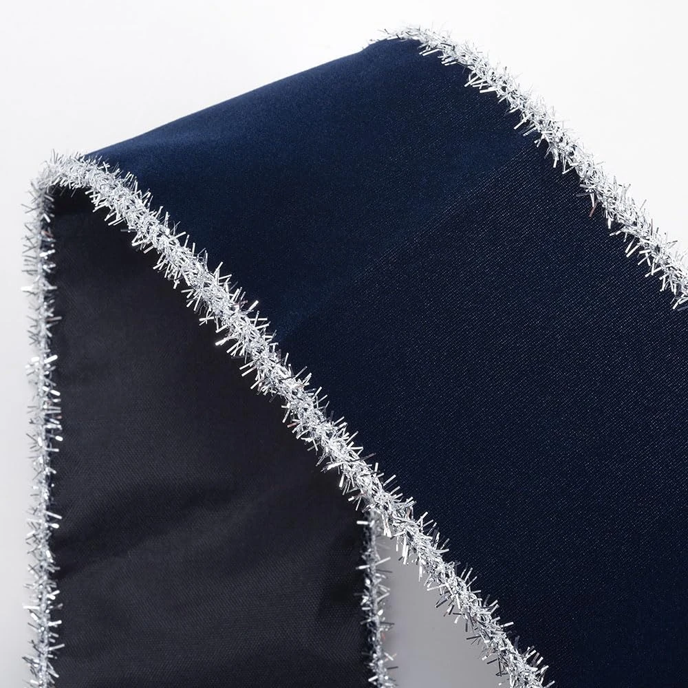 Italian Options Velvet Tinsel Christmas Ribbon - Wired Edge - Navy (63mm x 10 M)