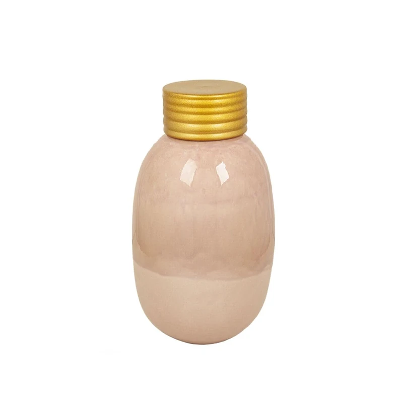 Romimex Pot Pink Gold Ceramic 17 x 30 x 17 cm with Lid