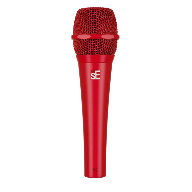 SE ELECTRONICS V7 Supercardioid Dynamic Handheld Vocal Microphone - Red Supercardioid Dynamic Microphone with Integrated Shockmount and Internal Windscreen