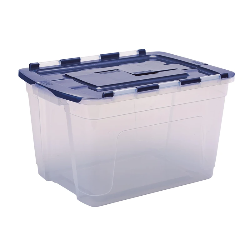 BANKERS BOX 55L Plastic Tote Box 3-Pack, BPA-Free Polypropylene, 100% Recycled Lids, Nesting & Stackable, Split Lid, 35x43x59cm, Versatile for Home & Office