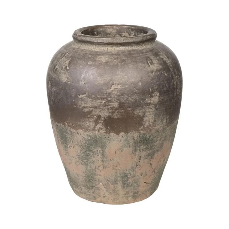 Romimex Vase Brown Grey Terracotta Antique Finish 26 x 32 x 26 cm