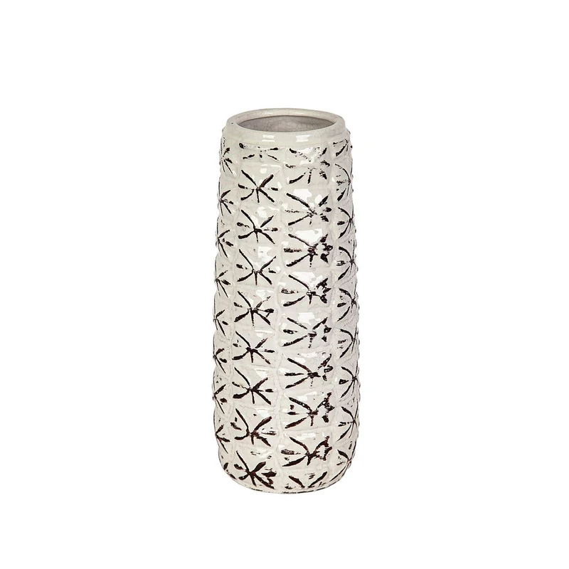 Romimex Vase White Ceramic 10 x 26 x 10 cm