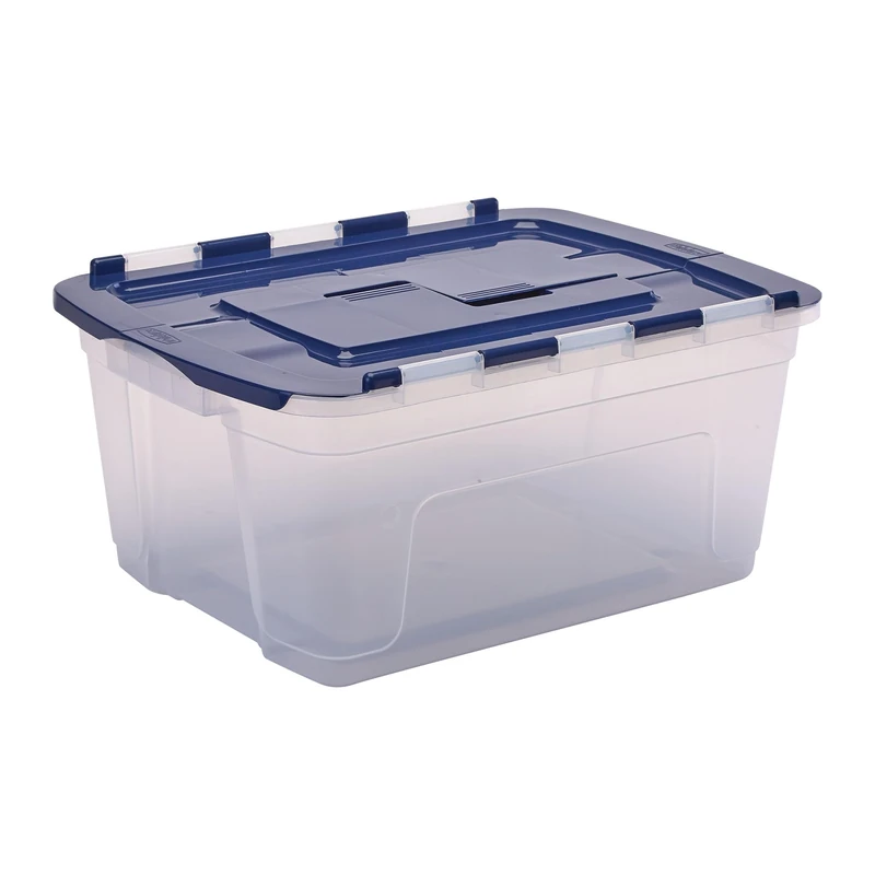 BANKERS BOX 45L Plastic Tote Box 3-Pack, BPA-Free Polypropylene, 100% Recycled Lids, Nesting & Stackable, Split Lid, 28x43x59cm, Versatile for Home & Office