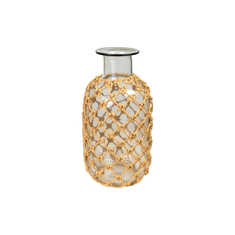 Romimex Bottle Brown Transparent Glass Rope 18 x 34 x 18 cm - Image 1
