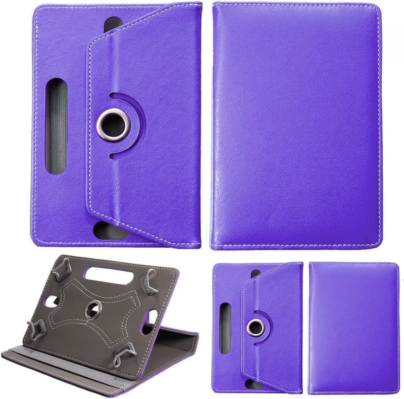 World biz 10-inch Tablet Case - Universal Stand Folio Cover, Leather, 360 Rotating Case Fits Samsung Tab A7/A8, iPad 9.7/10.2, Fire HD 10 (Purple)