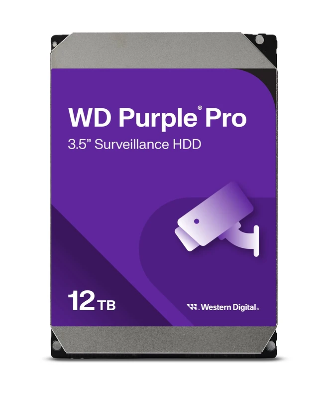 WD Purple Pro 12TB Smart Video 3.5" Internal Hard Drive, AllFrame AI Technology, 7200 RPM, SATA 6 GB/s, 550TB/yr, 256MB Cache