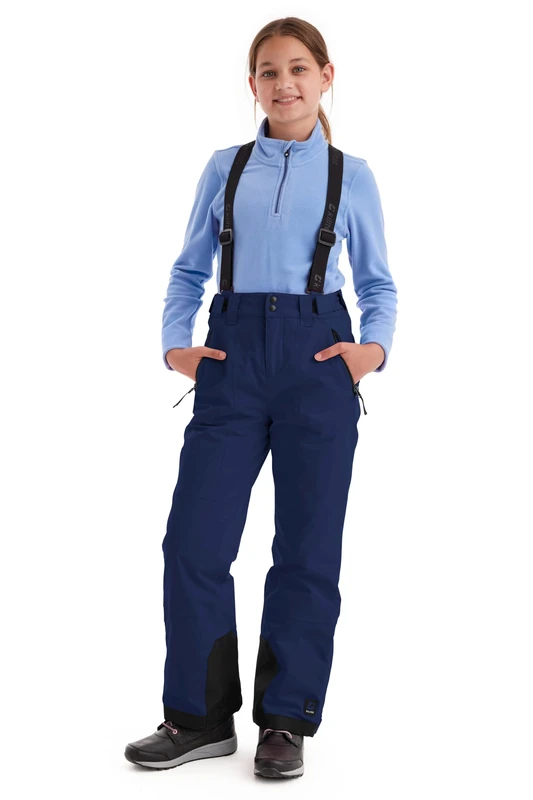 Killtec Girls' Ski Trousers with Removable Bib and Edge Protection, Girls Ski Trousers 242, Dark Navy, 176, 43402-000