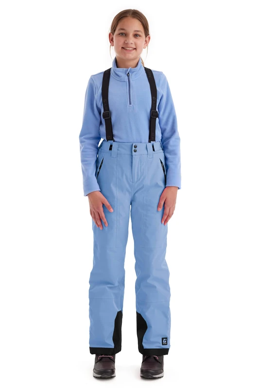 Killtec Girls' Ski Trousers with Removable Bib and Edge Protection, Girls Ski Trousers 242, Denim Blue, 164, 43402-000
