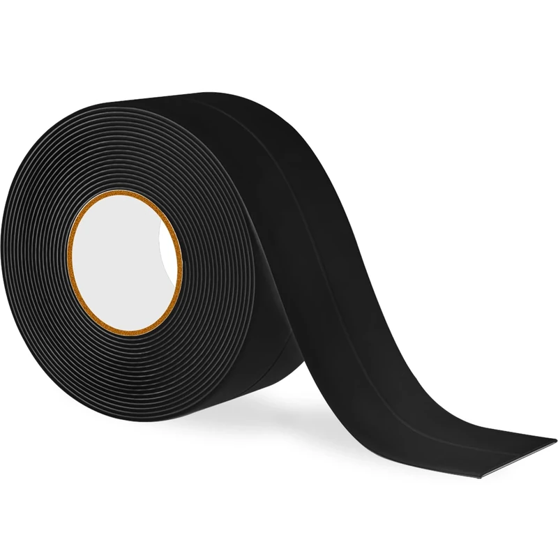 Rusoz Bathroom Sealant Tape, Bath Sealing Strip Waterproof Shower Sealant Strong Adhesive Caulk Anti-Mould 38mm x 3.2m for Bathrooms, Toilets, Kitchens and Sink(Black)