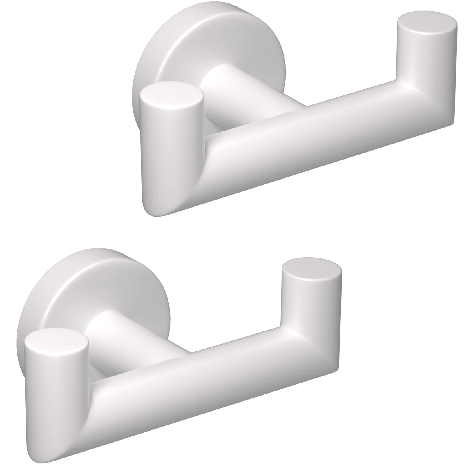 QNIIAED 2 Pcs Double Door Hooks，Bathroom Towel Hooks Screw in SUS 304 Stainless Steel Heavy Duty Robe Coat Hooks Wall Mounted for Bedroom or Kitchen(White)