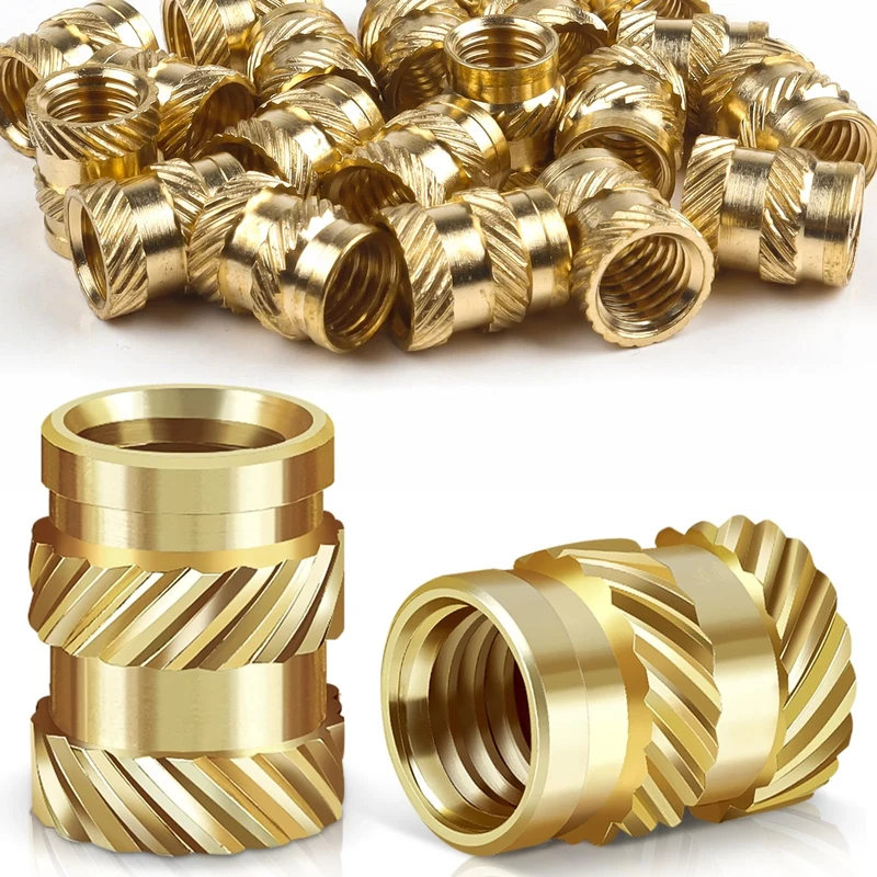 Caianwin 20PCS Thread Insert M8 Brass Heat Set Insert for for Plastic and 3D Printing Components - Brass Metric Knurled Nuts