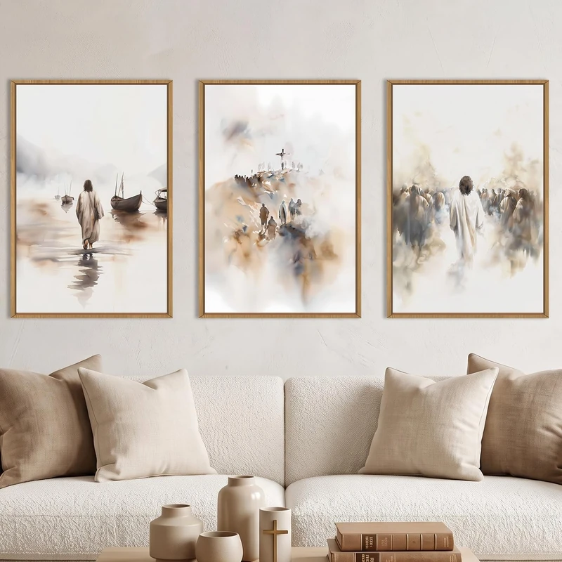 Ausril Large Jesus Christian Framed Canvas Wall Art -24"x36"x3