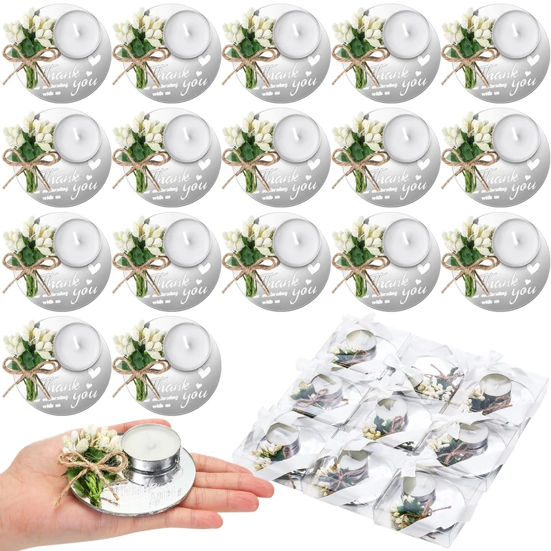 Conelist 50 PCS Wedding Favor Candle Holders Acrylic Bridal Shower Favors Candles Bulk Thank You Gifts Wedding Souvenirs for Guest Party Favors Decorations