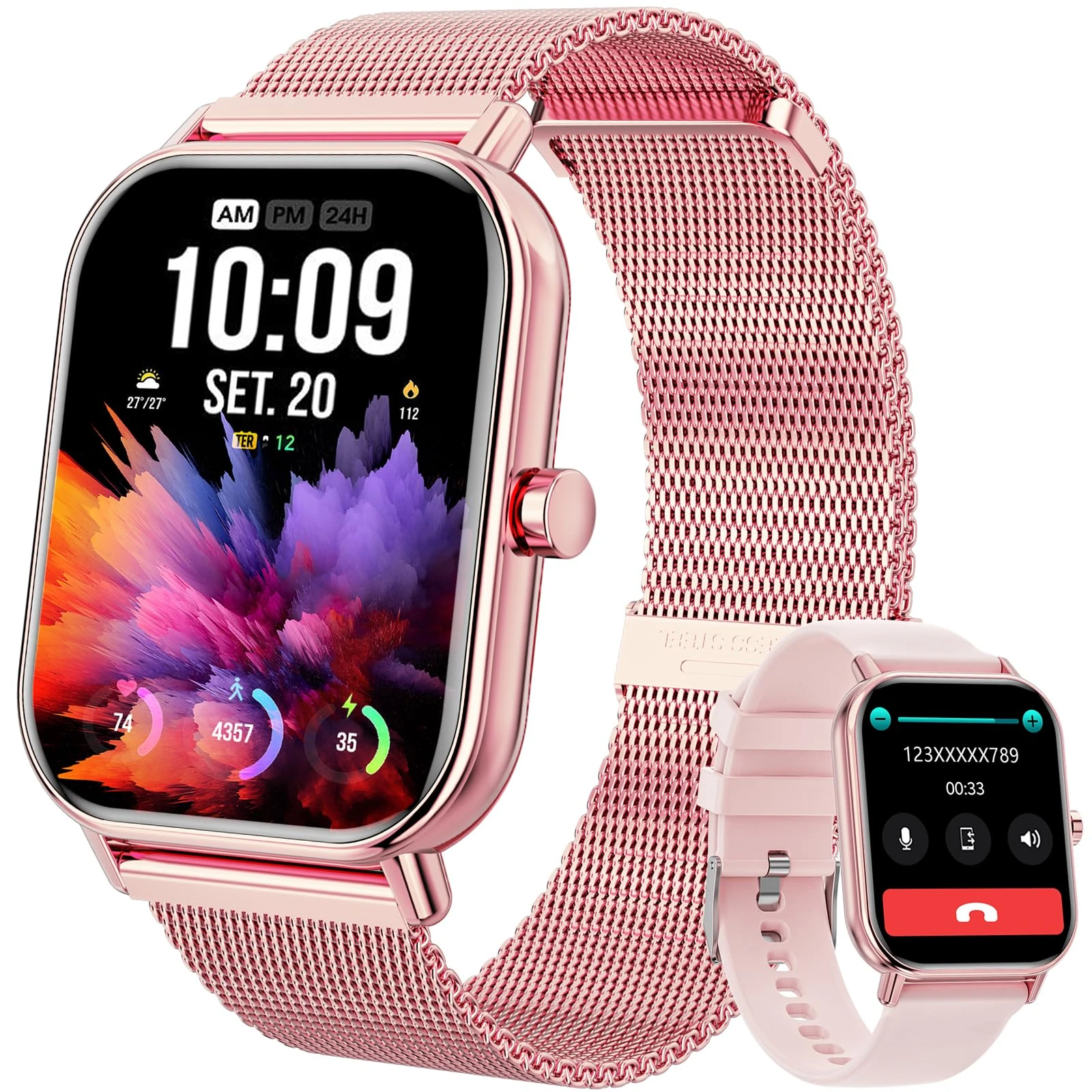 Haulvean Smart Watch for Men Women Answer/Make Calls,1.85''HD Smartwatch with Pedometer 24/7 Heart Rate SpO2 Sleep Monitor,110+ Sports Fitness Watch,IP68 Waterproof Activity Tracker for Android iOS