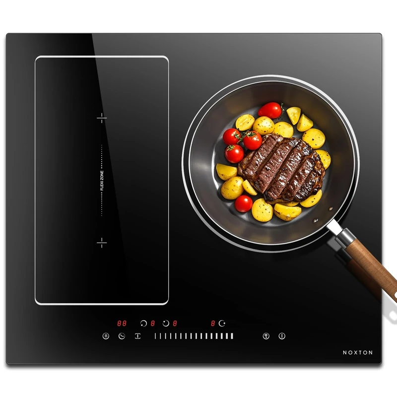 NOXTON Induction Hob 3 Zones 60 cm Flex Zones 3 Plates Built-In Induction Hob 220V-240V 6800W