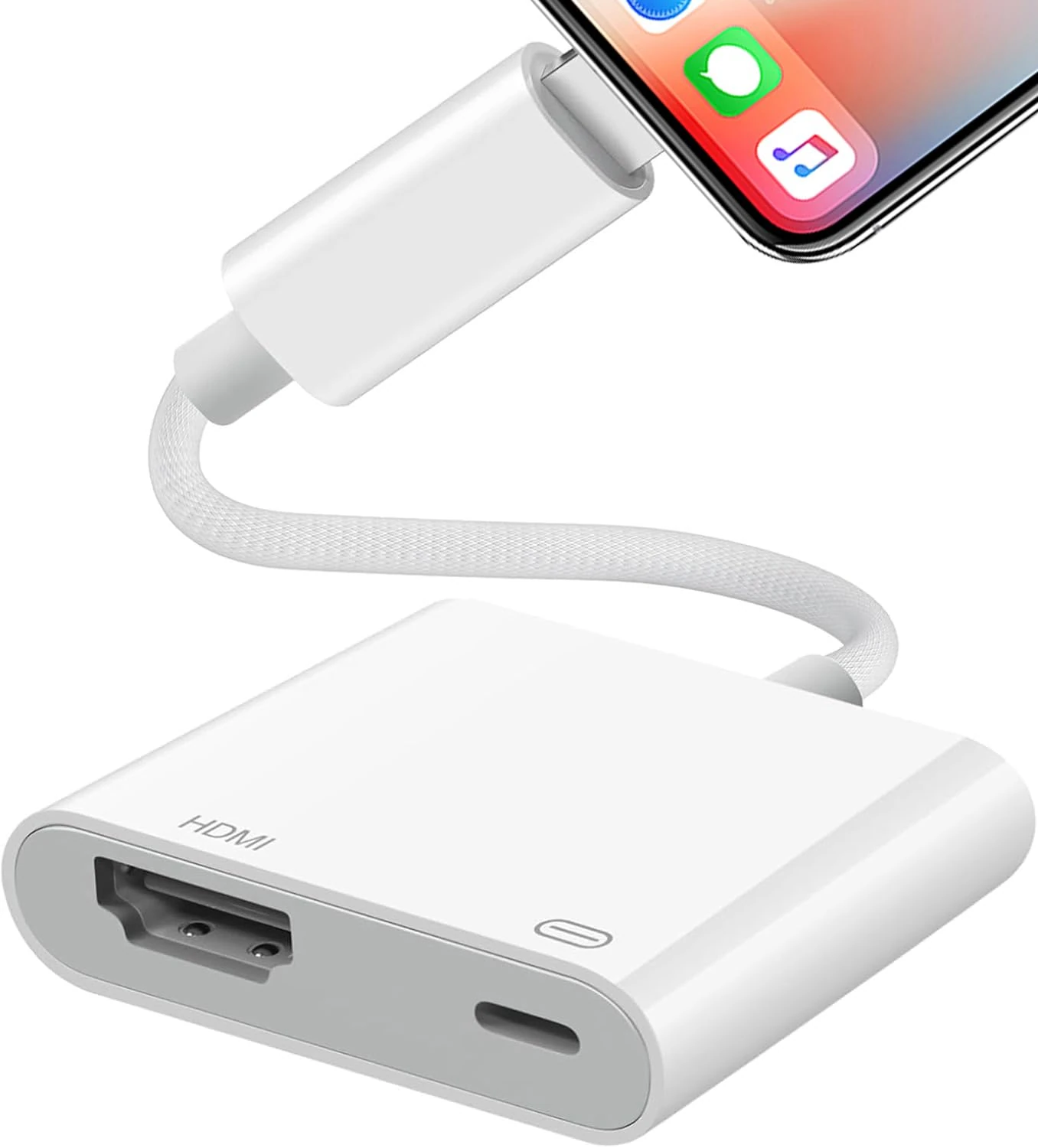 Obllemn Lightning to HDMI Adapter, 1080P to HDMI Cable Adapter Sync Screen Video & Audio Digital AV Converter for Phone/Pod, HDTV/Projector/Monitor - No Charging, Plug and Play