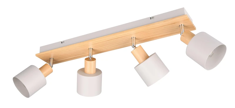 Trio Leuchten Shanti 862700476 Wall Spotlight, Warm Grey Metal, Natural Wood, Excluding 1x E14