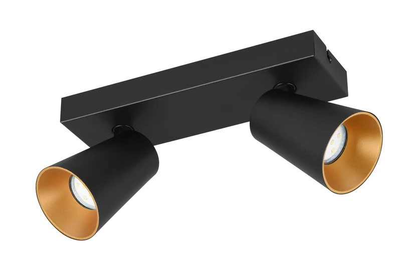 Trio Leuchten Sharp 817100232 Wall Spotlight, matt Black Metal, Gold/Black Cover, Except 2X GU10