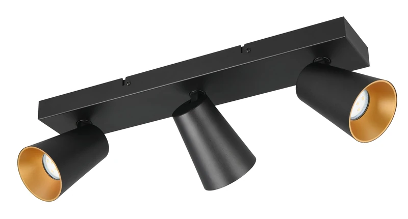 Trio Leuchten Sharp 817100332 Wall Spotlight, matt Black Metal, Gold/Black Cover, Except 3X GU10