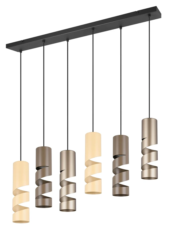 Trio Leuchten Stream 364000617 Pendant Light, Metal Matt Black, Coffee/Taupe/Beige, 6 x GU10