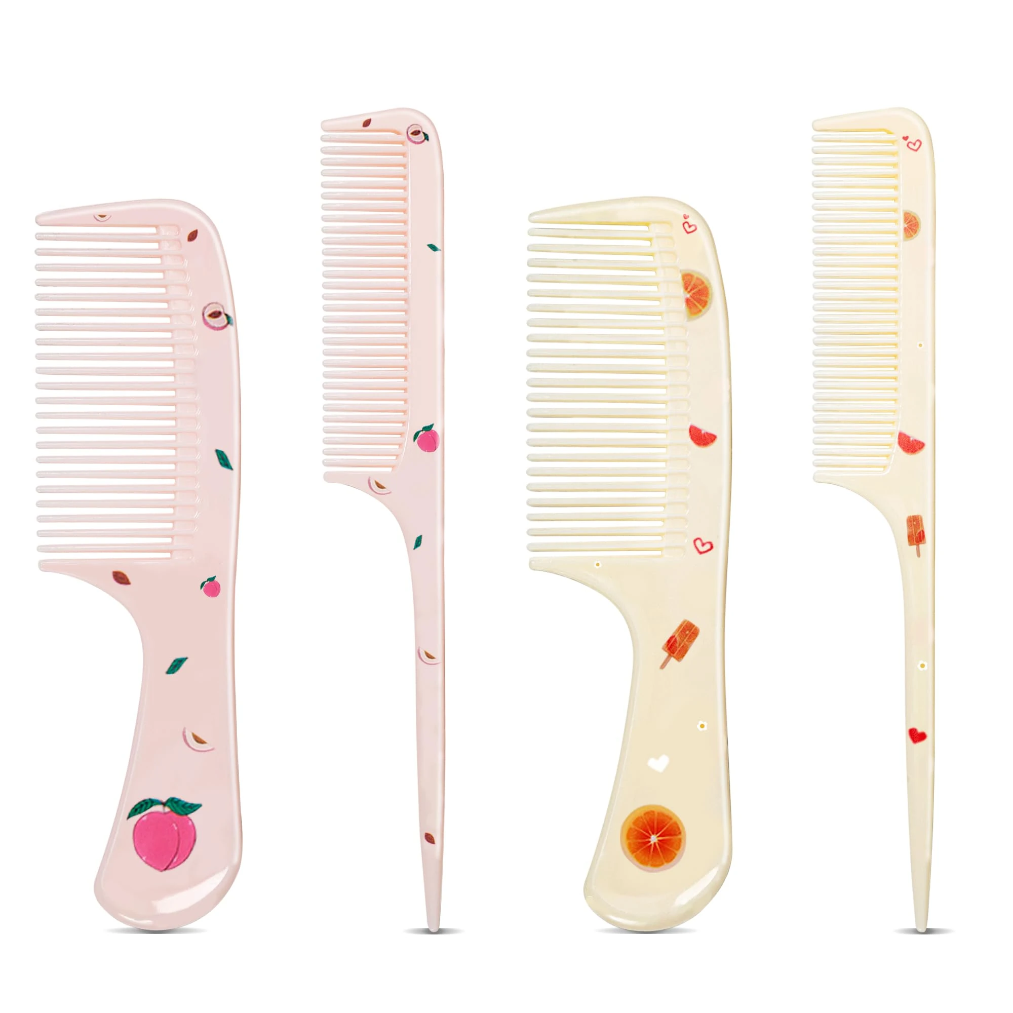 MEGAVOW 4 Pcs Girls Boys Hair Brush and Comb Set, Cute Styling Childrens Comb Hairbrushes Hairdressing Rat Tail Brush for Toddler Child's Hair